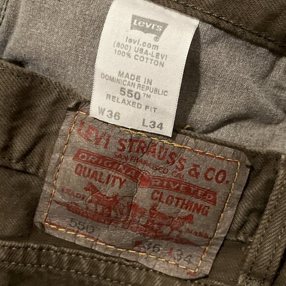 Men's Levis 550 Relaxed Fit Denim Jeans SZ 36x34 Dark Green Modern Red Tab - Picture 9 of 14